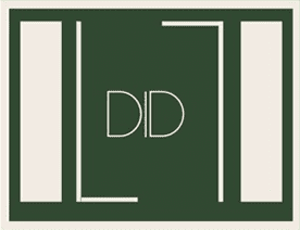 A logo featuring the letters 'DID' framed by lines on a dark green background.