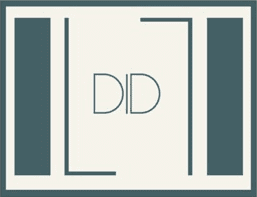 A minimalist design with the word 'DID' framed by black lines on a white background.